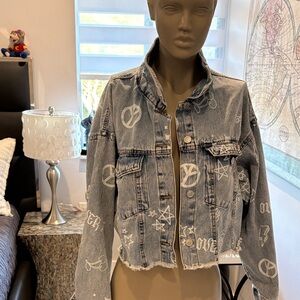 Angel Kiss Blue Jean Jacket with White Graphics